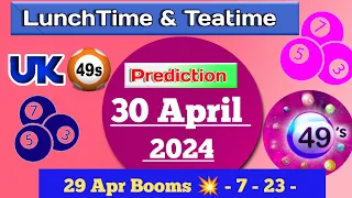 Uk49s double predictions for today 30-04-24 | today uk49s lunchtime prediction