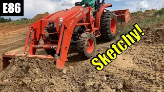 Grading steep farm pond slope with compact tractor | Kubota Compact Tractor | E86