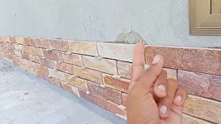 Techniques Installation Natural Stone On Concrete Wall || Chakwal Stones lganay ka asl triqa