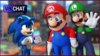 Mario and Luigi meet Movie Sonic in VR Chat