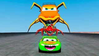 Lightning McQueen's Epic Escape from Giant Spider-Legged Car Monsters | Luigi vs Francesco | BeamNG