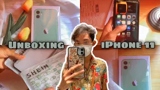 Vlog # 26 Green mint IPhone 11 unboxing + accessories & set up in 2022 🍏🌼