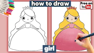 How to draw a girl easy for kids | How to draw a princess | Nanny Julie
