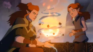 Avatar Korra explaining the 4 elements to her daughter