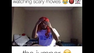 Different types of people while watching a scary movie