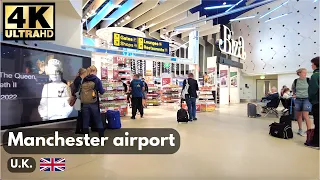 Manchester airport tour. Departures hall and duty free shops