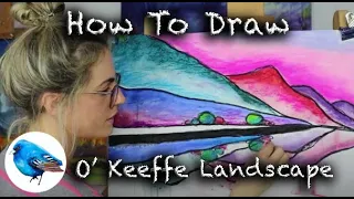 Learn how to draw A GEORGIA O' KEEFFE INSPIRED MOUNTAIN LANDSCAPE: STEP BY STEP GUIDE (Age 5 +)