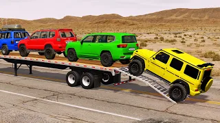 Flatbed Truck Mcqueen  | Transportation with Truck - Pothole vs Car #08 - BeamNG.Drive