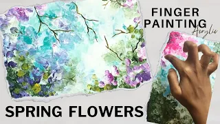 Finger Painting / Abstract Flower Painting / Cherry Blossom / Speedpaint