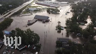 Drone video shows streets underwater in Lumberton, N.C.