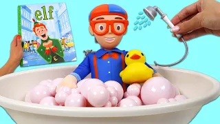 Blippi Nighttime Routine with Bubble Bath Wash, Brushing Teeth, & Cute Christmas Bedtime Story!