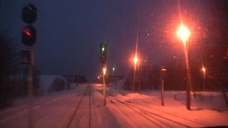 В кабине тепловоза ТЭП70 120 км/ч через станцию / In the cab of a TEP70 loco 120 km/h