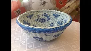 DIY Newspaper Basket Weaving with Decoupage ENGLISH SUBTITLES