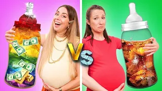 ¡EMBARAZADA RICA VS EMBARAZADA POBRE! || Divertidos Trucos De Embarazo Chica Rica vs Chica Pobre