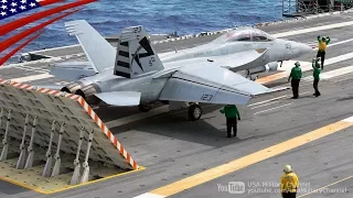 F/A-18s Electromagnetic Launch, Land, Touch-and-go on New Supercarrier USS Gerald R. Ford