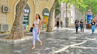 Baku City Center -Summer, July 2021  Nizami Street - Walking Tour -  Azerbaijan, Downtown