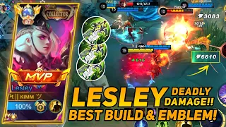 LESLEY DEADLY DAMAGE WITH 4 BOD IS HERE!! LESLEY BEST BUILD & EMBLEM ~Mobile Legends