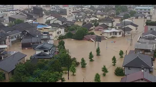 Потоп в Японии. Из-за дождей реки вышли из берегов. Flood in Japan. Rivers overflowed.