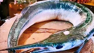 Amazing Skills!! Cleaning & Filleting Alligator Fish From Start To Finish | Garfish Cutting