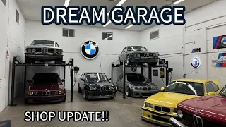 Building My BMW Dream Garage | Lifts, Rare Artwork, and Classic BMW's | Updated Shop Tour