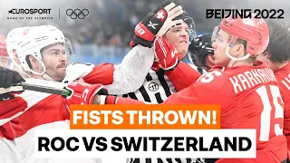 Huge fight breaks out between Russia and Switzerland in Ice Hockey | 2022 Winter Olympics
