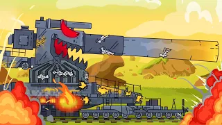 Tank attacks the train. World of tanks cartoon. Monster Trucks Cartoon for children. Tank animation.