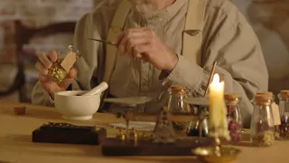 ASMR Apothecary at work (measuring, combining, weighing, packaging, tying, dip pen writing)