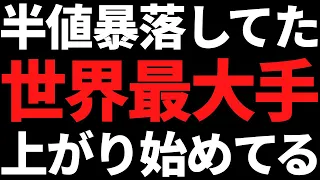 あの株価が58％暴落してた有名世界トップついに上がり始めてます