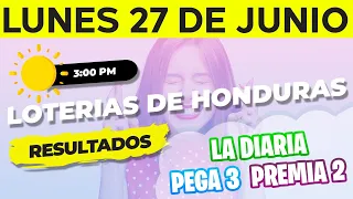 Sorteo 3PM Loto Honduras, La Diaria, Pega 3, Premia 2, Lunes 27 de Junio del 2022 | Ganador 😱🤑💰💵