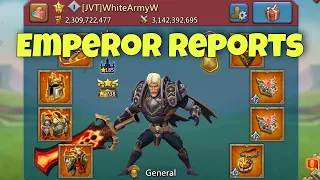 Lords mobile - Last reports from emperor war. Defending different comps with 5 emperor piece account