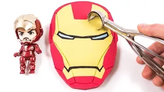 Learn Colors Kinetic Sand Avengers Infinity War Iron Man Face Cake DIY How to Make for Kids