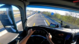 Ford 500. Driving through the Netherlands, view from the cab of the truck