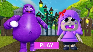 BABY POLLY and the GRIMACE BARRY'S PRISON RUN! OBBY ROBLOX #roblox #scaryobby