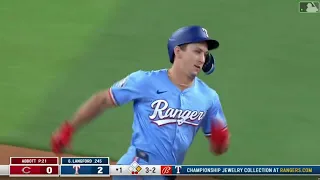 Wyatt Langford hits INSIDE THE PARK HOME RUN for his first Major League homer! (April 28, 2024)