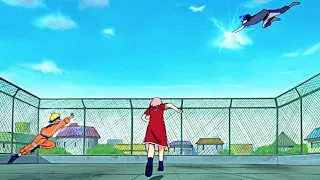 Naruto vs Sasuke, on the hospital rooftop fight, full fight, english dub
