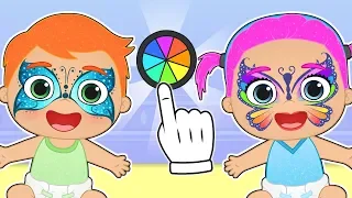 BABY ALEX AND LILY 🦋 Butterfly Face Painting | Cartoons for Children