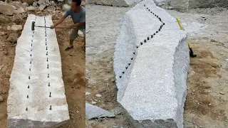 Amazing Fastest Stone Splitting Technique - Amazing Hand Granite Rock Mining Skill