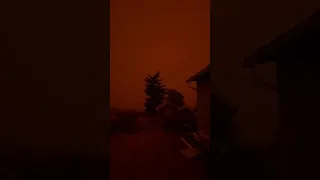 Wildfire Turns Sky Red And Dark in Evening - 1218453