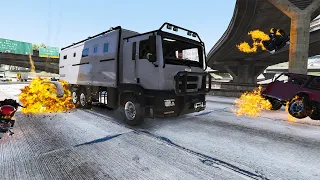 GTA 5 BRICKADE TRUCK HIGH SPEED CRASHES - SUPER CINEMATIC PICTURE WITH SLOW MO ep.6