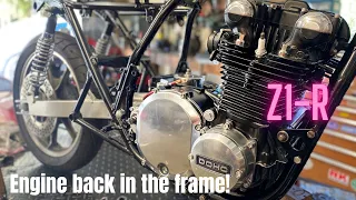 1978 Kawasaki Z1-R engine is finally BACK IN THE FRAME! Video #10