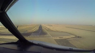 A320 Landing at Abu Dhabi Int'l Airport, UAE. Cockpit View.