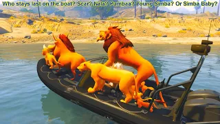 Who stays last on the boat ? Scar , Nala , Pumba , Young Simba , Or Simba Baby ?