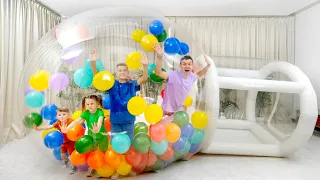 Five Kids and Dad build Inflatable Playhouse for children