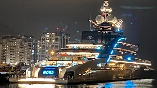 Nord Superyacht by night in Gibraltar
