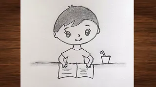 How to draw a Boy reading a book | Easy drawing | @TamilNewArt