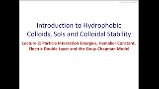 Lecture 21: Particle Interaction Energies, Hamaker Constant, EDL, and the Gouy-Chapman Model