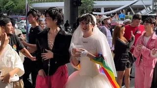 Pride month at Bangkok 🌈, love is love earth is so pretty in the dress, mosbank look at my cam