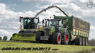 Agrarlohn Müritz | Grashäckseln | Jaguar 990 - Fendt 728