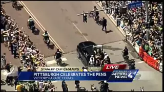 Sidney Crosby rides with the Stanley Cup in Penguins championship parade