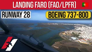 Cockpit Nose View Landing at Faro Airport (FAO/LPFR) Boeing 737-800 [4K]